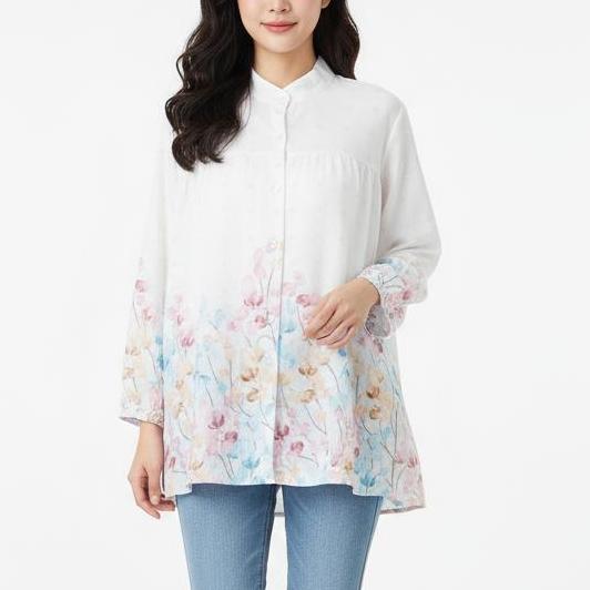Religion- Kemeja Wanita Korean Style / Kemeja Wanita Motif Bunga / Pakaian Wanita Muslim / Pakaian W