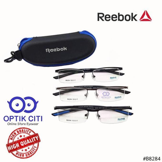 frame kacamata pria sporty reebok 8284 half frame grade original