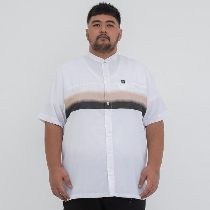 Kemeja Koko Jumbo Big Size Pria Laki Cowok Linen Putih 3 Layer BAH 626