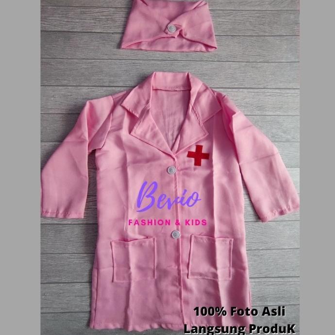Diskon Kostum Dokter Anak Perempuan Pink Baju Seragam Profesi Perawat Suster Cilik Costume Nurse Imp