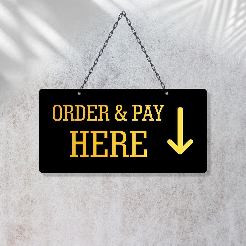 TERBARU 2026 Sign Acrylic Order & pay Here gantung | Akrilik order pay here minimalis