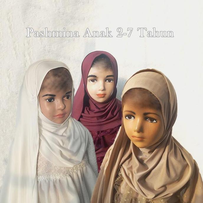Pashmina Anak Instan Warna Burgundy 2 Tahun Sampai 7 Tahun Pashmina Kaos Jilbab Hijab Instan Kancing