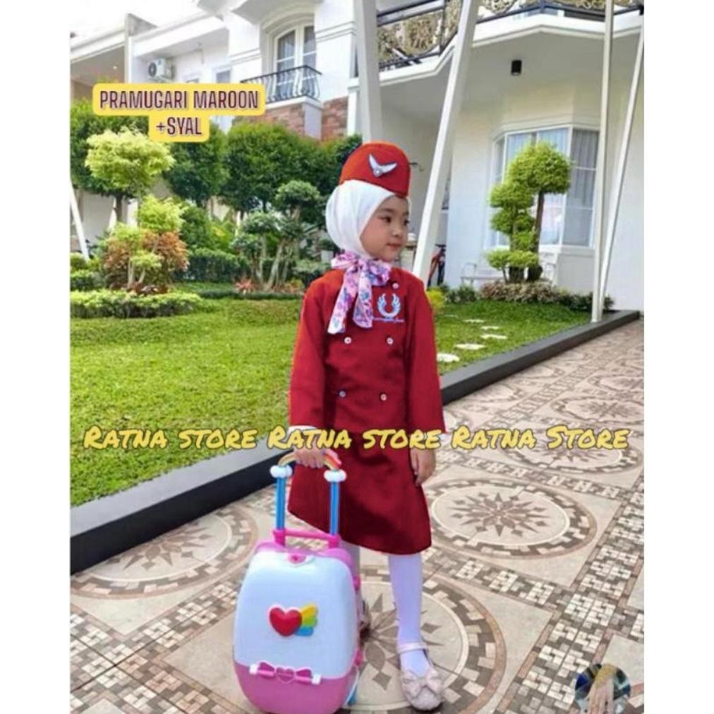 Best Seller Baju Pramugari Anak Cewek Rok Pendek/ Baju Profesi Pramugari Anak Paud, Tk, Sd /Baju Pra