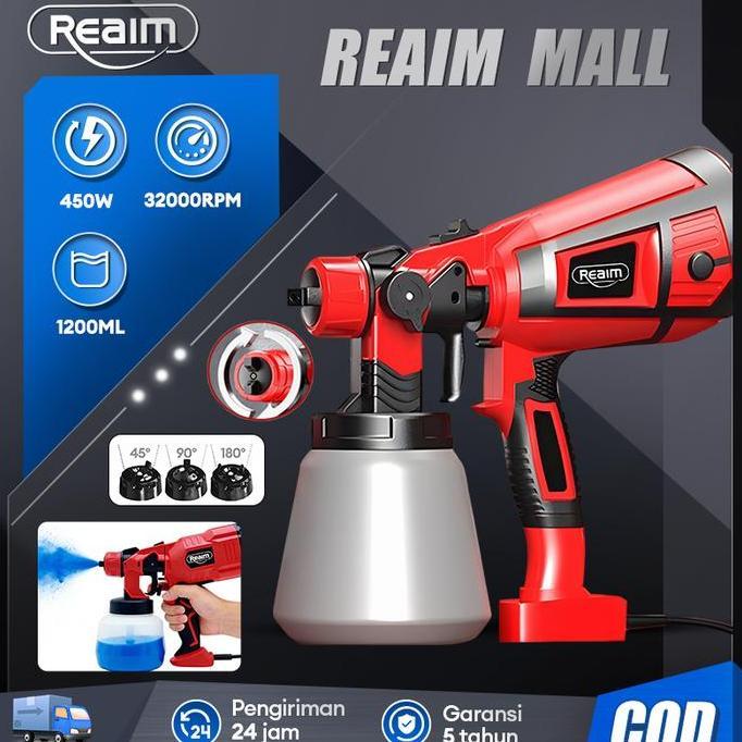 SPRAY GUN CAT SEMPROT ELEKTRIK 1200ML 450W REAIM ALAT SEMPROT CAT TEMBOK DINDING KAYU FURNITUR MOBIL