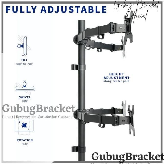 Promo Bracket Monitor 4 Layar 13 - 27 Inch, Bracket Meja 4 Monitor Oximus Hydra Zd 1141