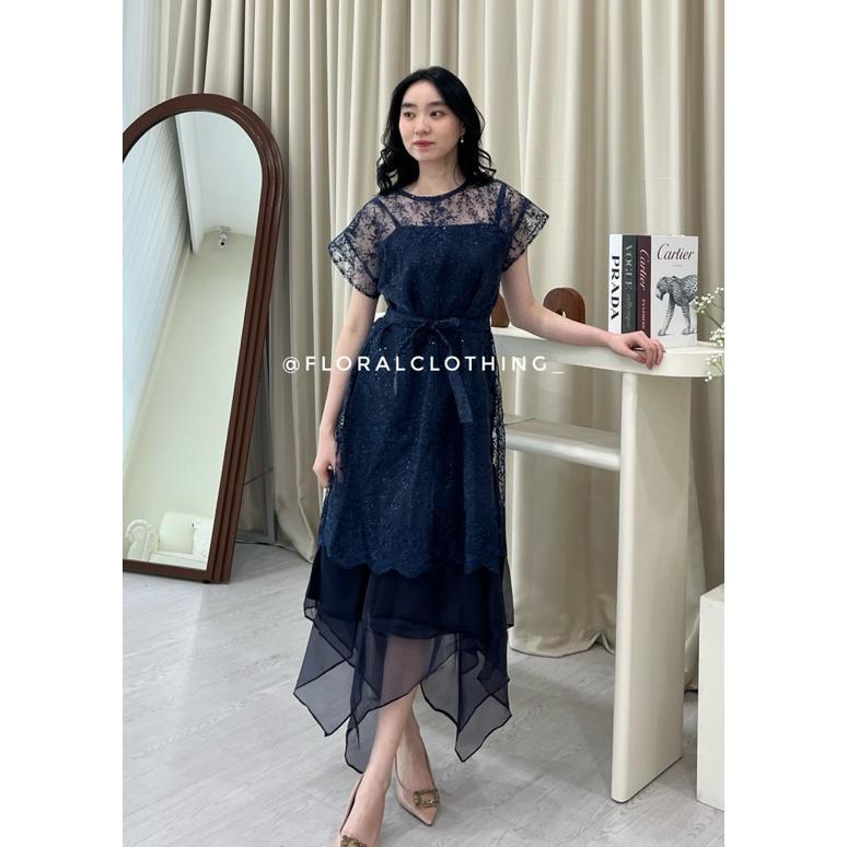 Premium F351 Dress Wanita Kondangan Bridesmaid Pesta Mewah Bahan Premium