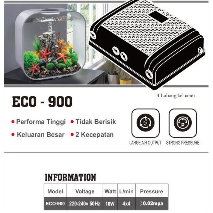 TERLARIS KANDILA ECO 900 POMPA AERATOR 4 LUBANG / MESIN AERATOR AQUARIUM