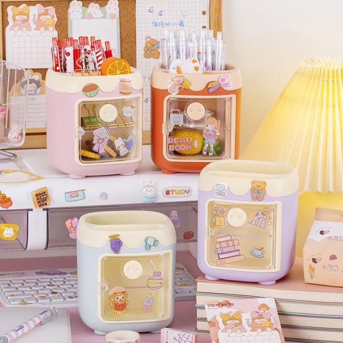 MIREPUT BISA COD H6436 Rak Mini 2 Tingkat Serbaguna / Tempat Stationery Lucu Penyimpanan Plastik