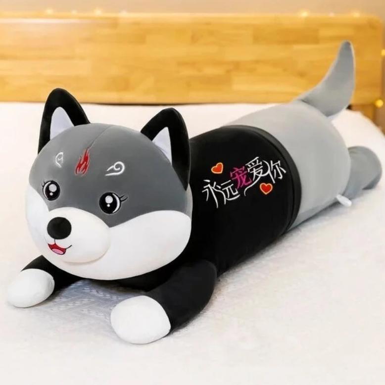 Unik Mainan Boneka Guling Kucing Lying Serigala Rebah Ukuran 50Cm Bahan Yelvo Halus Lembut Hadiah Ul