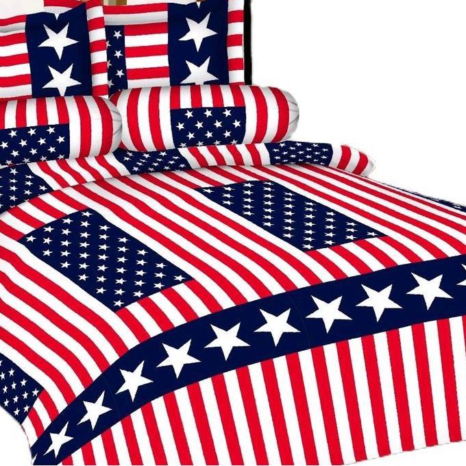 TERLARIS SPREI MOTIF BENDERA AMERIKA SET SARBAN SARGUL