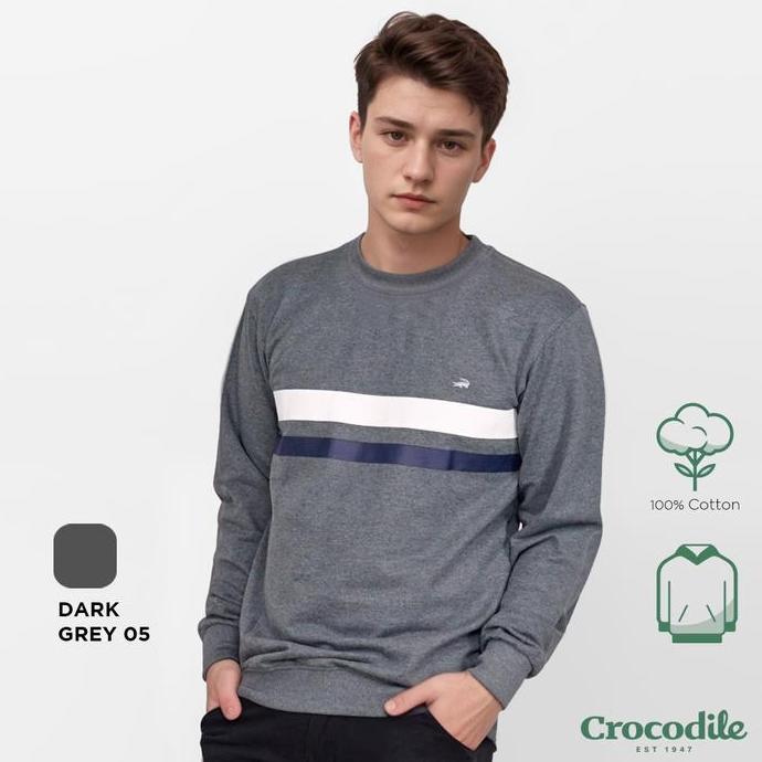 NEW CROCODILE SLOM - KAOS LEMBUT JAKET PRIA LOGO BORDIR MEN - RELAX FIT - KATUN ORI