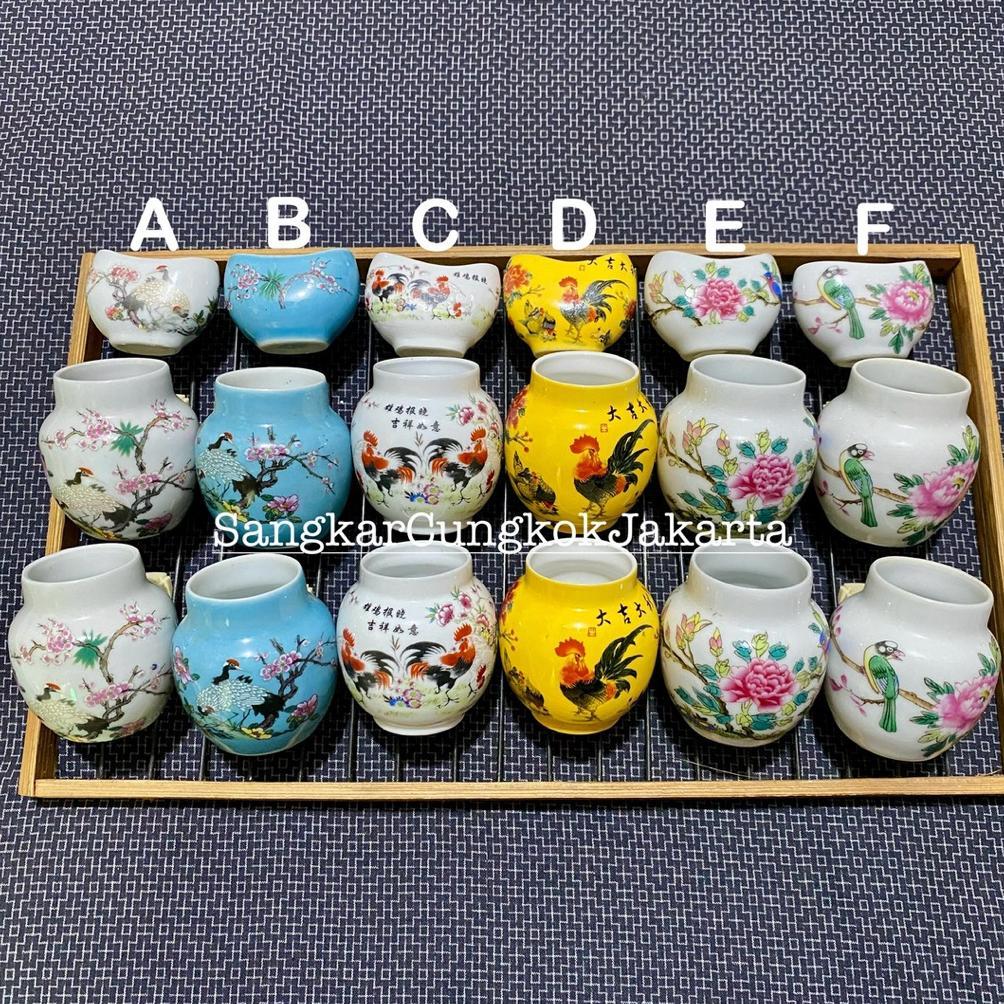 Cepuk Keramik Sangkar Burung Besar Murai Hwamei Anis Set 3Pcs