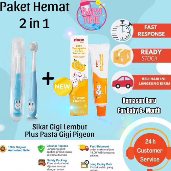 boymas_store - paket sikat pasta gigi pigeon bayi dan sikat gigi 2in1