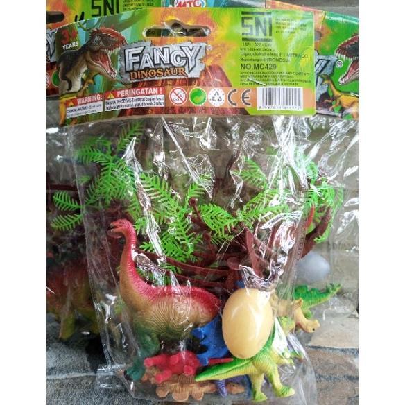 Premium Mainan Dinosaurus Set 6 Dinosaurus 2 Pohon  2 Pagar + Telur