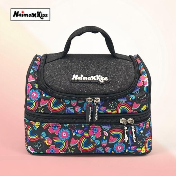 HEMAT BANGET - Tas Bekal Anak Perempuan Karakter Jungle Black Gliter | Tas Lunch Box Anak Sekolah Lu