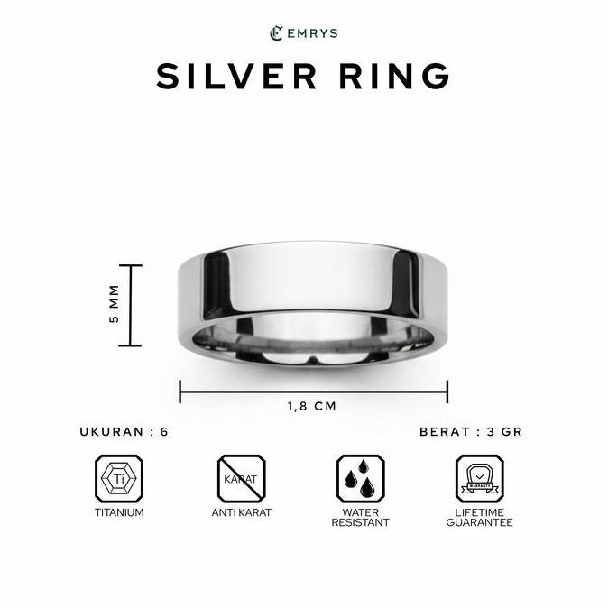 Youboy- Emrys Simple Ring Silver Ring Cincin Titanium Pria Wanita