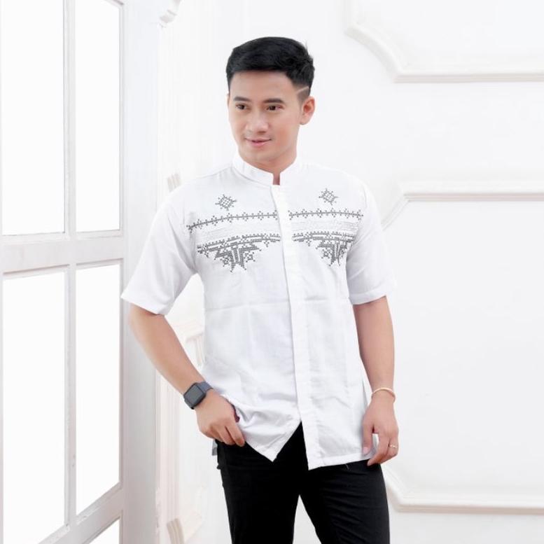 TERMURAH Koko putih bordir,Koko pria dewasa,Koko bordir dewasa,Koko pendek bordir,Koko putih pendek 