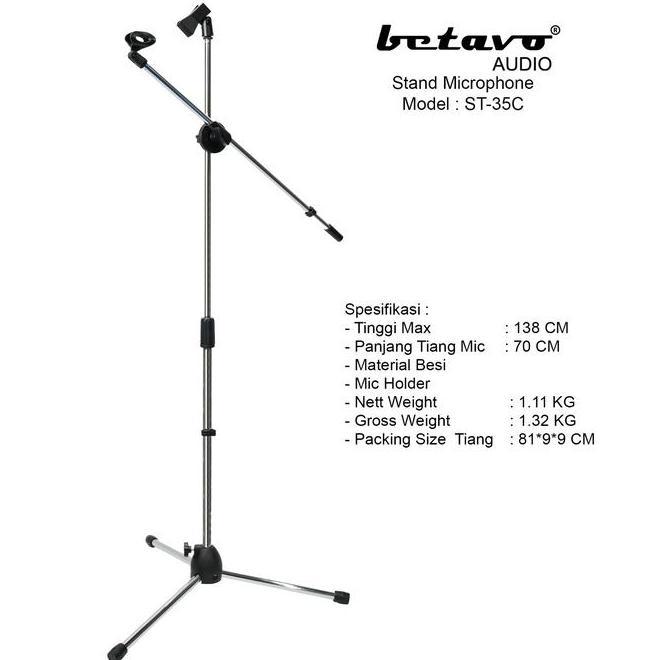 Professional Stand Mic Betavo St 35C Mic Holder Holder Jepit Mic Kaki Ta Besi
