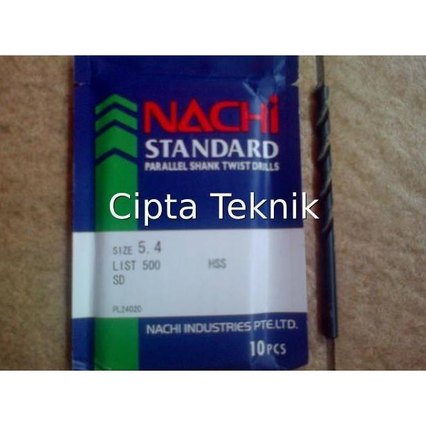 TERLARIS MATA BOR NACHI 5,4MM MATABOR NACHI 5.4MM ASLI 5,4 MM PARALLEL SHANK TWIST DRILL NACHI HSS 5