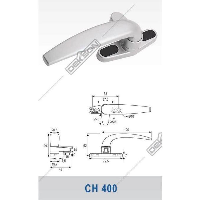 CASEMENT HDL DEKKSON CH 400 Handle Rambuncis Jendela Aluminum CH400