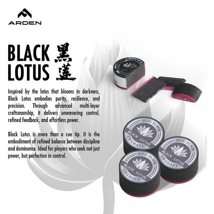 TERMURAH - Cue Tip ARDEN Black Lotus - Tip Biliar 8 lapis 14mm | Cocok untuk Shaft Maple