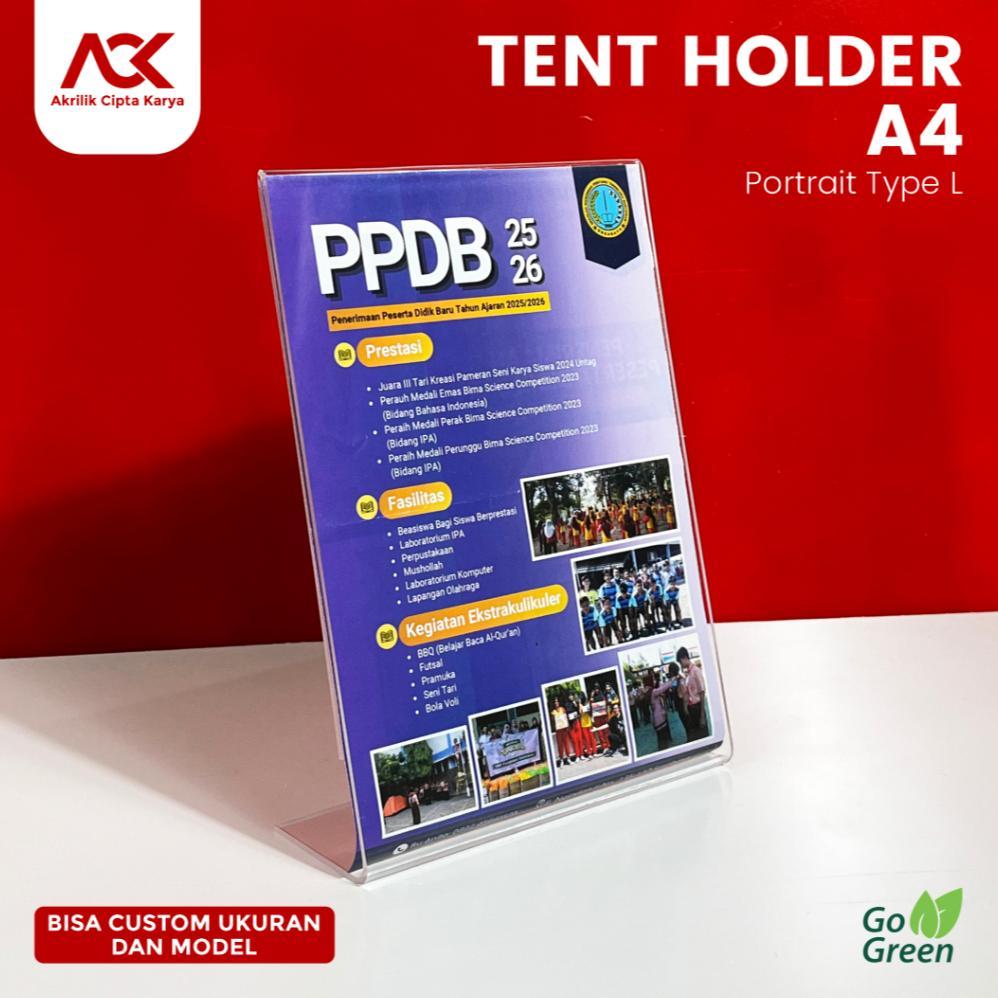 Tempat Brosur Meja Akrilik A4 L Type / Acrylic Tent Holder A4 / A4 L Type Termurah