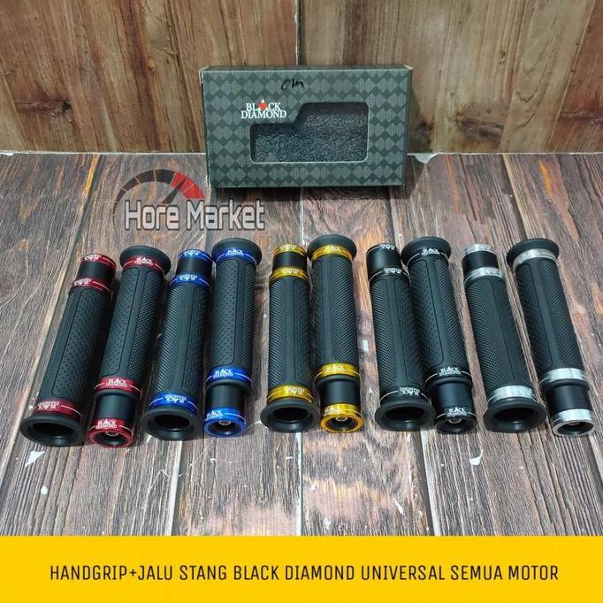 TERMURAH - HANDGRIP + JALU STANG CNC BLACK DIAMOND UNIVERSAL MOTOR HANDFAT AEROX 155 VARIO 125 150 B