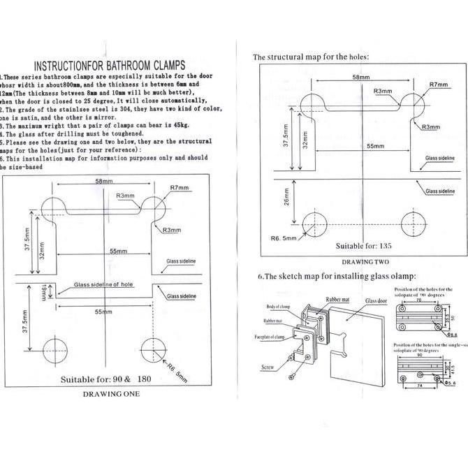 Engsel Pintu Kaca Shower Lurus 180 Derajat Emas Kilap Shower Hinge Door Glass To Glass 180 Degree Go
