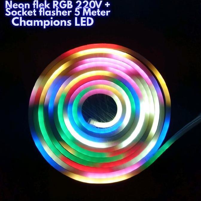 Lampu LED Strip Selang Neon Flek RGB Flasher 220V 5 Meter