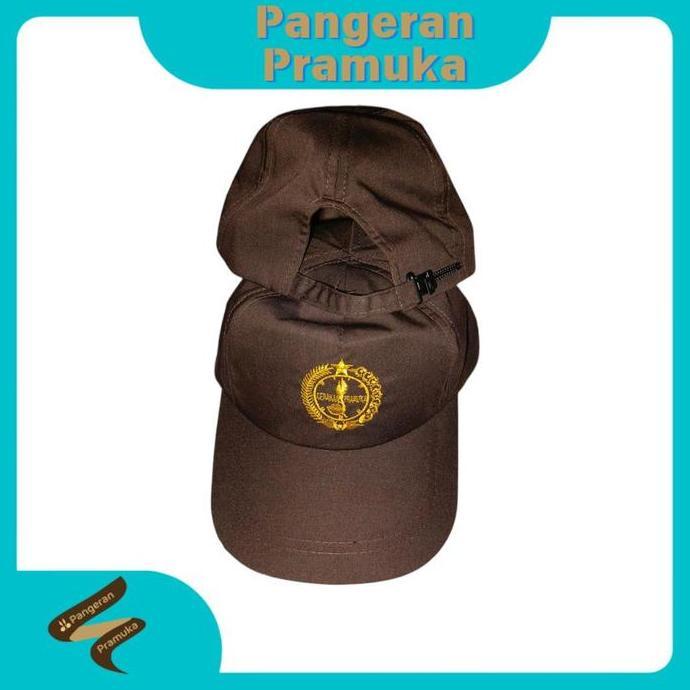 Topi Pramuka Bordir Coklat Twill Rell Bagus - Model Terbaru