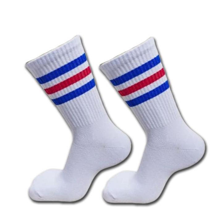 DS292 - kaus kaki old school pria - kaus kaki panjang dewasa putih motif