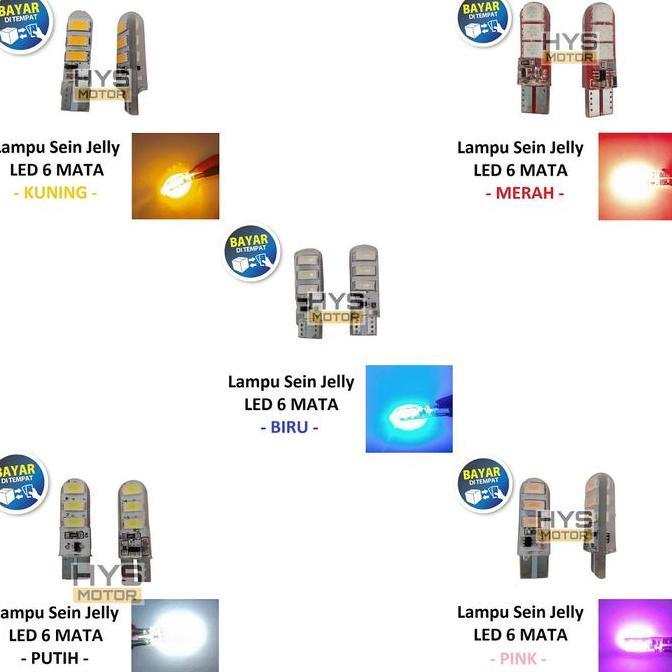 Lampu Senja Sein Jelly T10 6 LED Sepasang Universal Sepeda Motor dan Mobil Kedip Otomatis Tanpa Flas