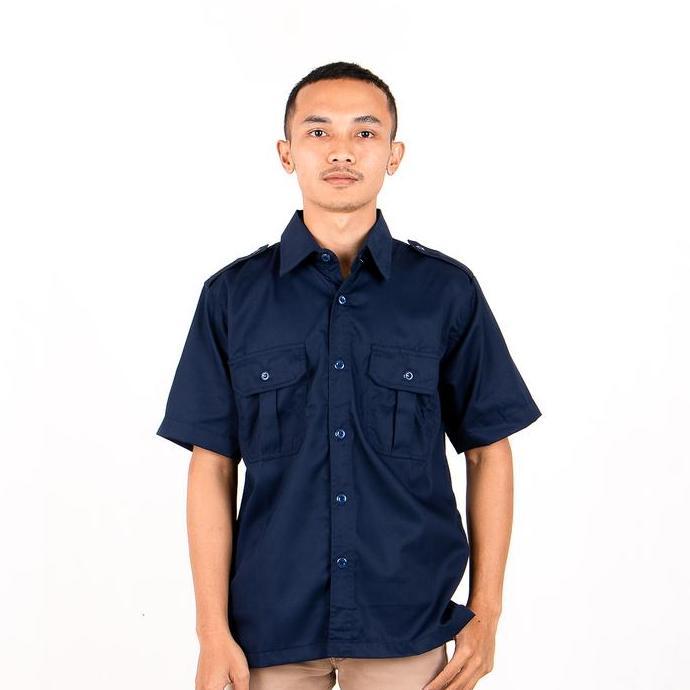 DS75 - Baju PDL Lengan Pendek Kemeja PDH Lapangan Tactical Safari Outdoor Warna Biru Navy Hitam