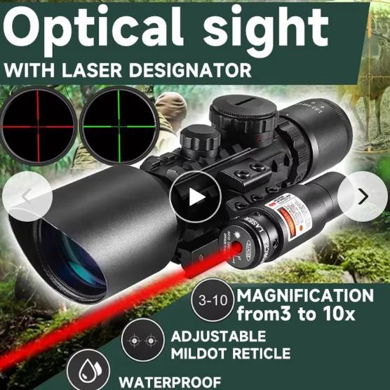 TELESCOPE 3-10X42,Teropong Riflescope 3-10X42, Teleskop /Telescope M9 3-10x42 + laser