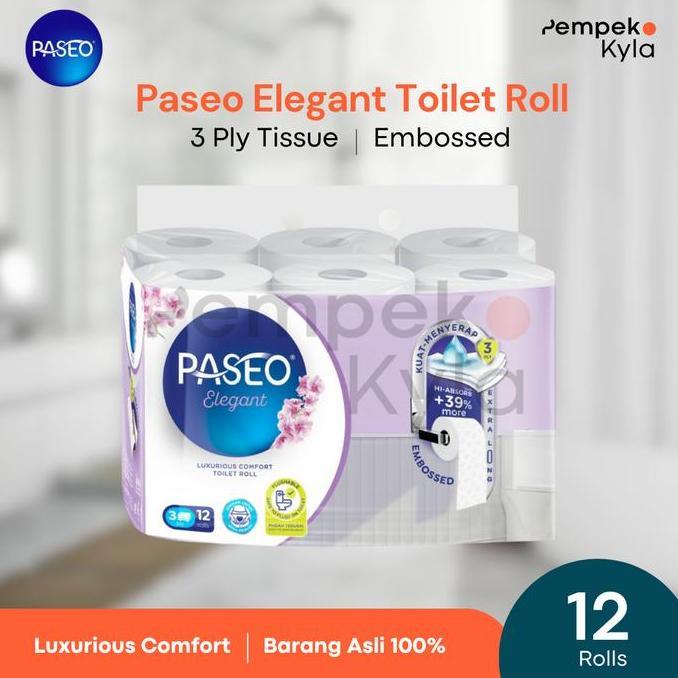 Cookwe- Tissue Toilet Paseo  12 Rolls 3 Ply/ Tissue Bathroom Paseo/Tissue Toilet Paseo Embossed 12 R
