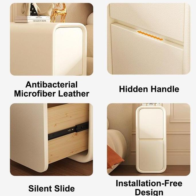 TERLARIS DF-4-MEJA NAKAS 30CM MEJA NAKAS KULIT ASLI MINIMALIS BEDSIDE TABLES KECIL MODERN MEJA SUDUT
