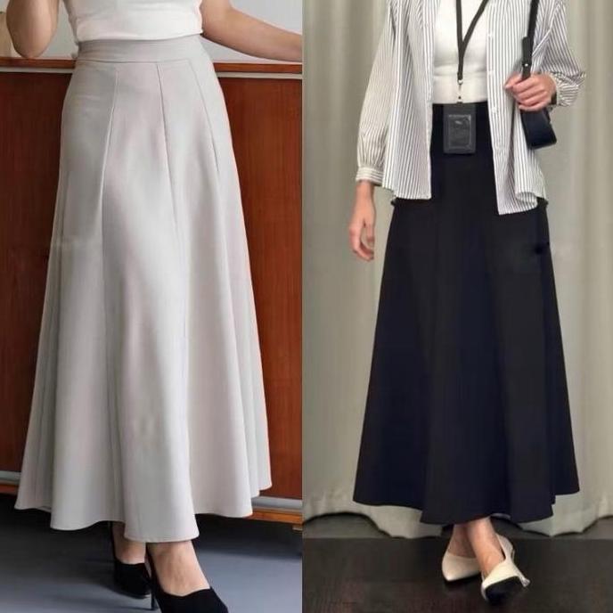 HEMAT LUAR BIASA Rok Audy Skirt - Korean Loose Maxi Skirt Rok Wanita Anti Kusut - Rok Wanita Basic P
