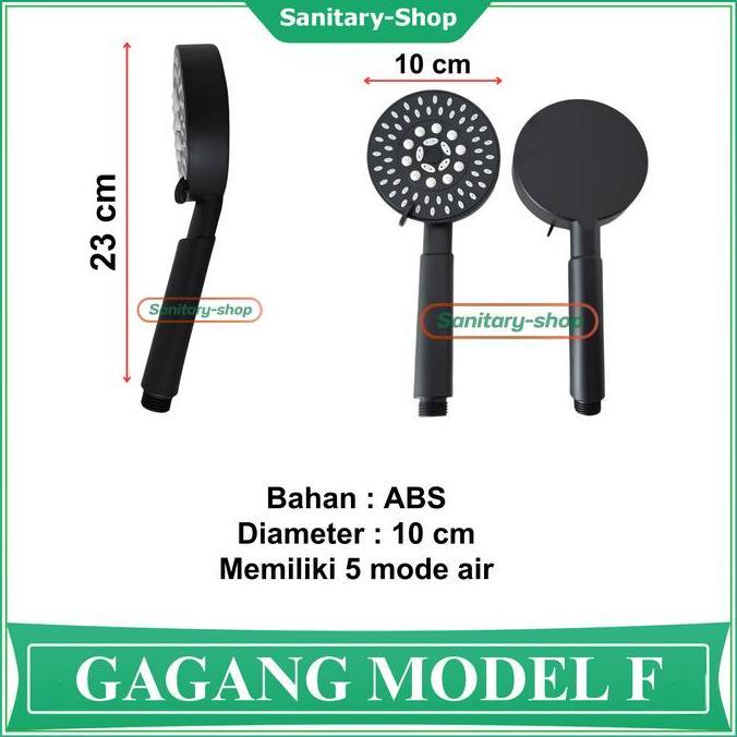 Guidato- Gagang Kepala Hand Shower Mandi Bulat Kotak Hitam Black Series