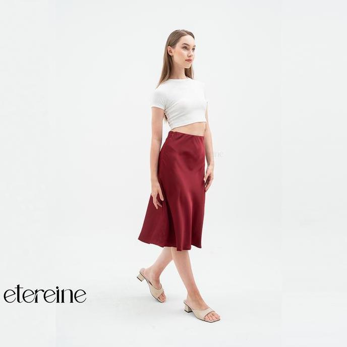 DISKON ETEREINE [Rok Satin Veronica 70CM] - Rok Satin Midi Pendek 70cm Wanita - Bawahan Size M sampa