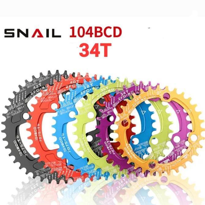 Lengkapbos- Snail Chainring 34T Bcd 104 Chain Ring Narrow Arm Crank Bcd 104Mm Sepeda