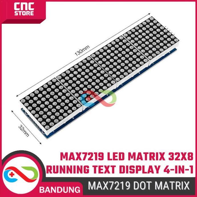 Ready MAX7219 LED Dot Matrix Module 8x8 4-in-1 (32x8) Running Text Display Biru