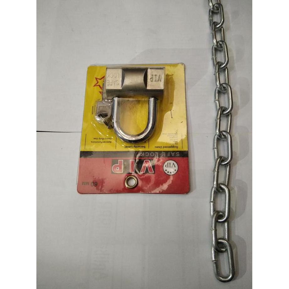 paket tali besi rantai talang 3/16 inch kunci pagar gembok balok 60 mm