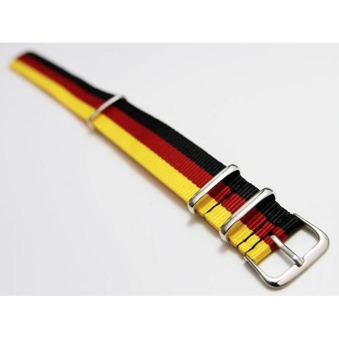 Tali Jam Tangan - G10 Nato Nylon Strap 18mm - Black Red Yellow Germany