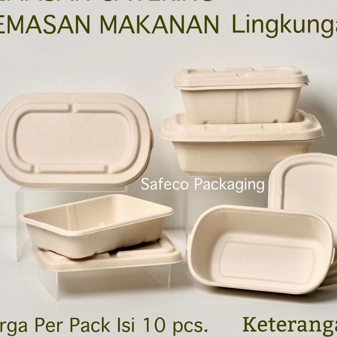 Safeco Bagasse Lunch Box Dus Catering Bento Kotak Kemasan Tempat Makan Katering Packaging Kemasan Ma