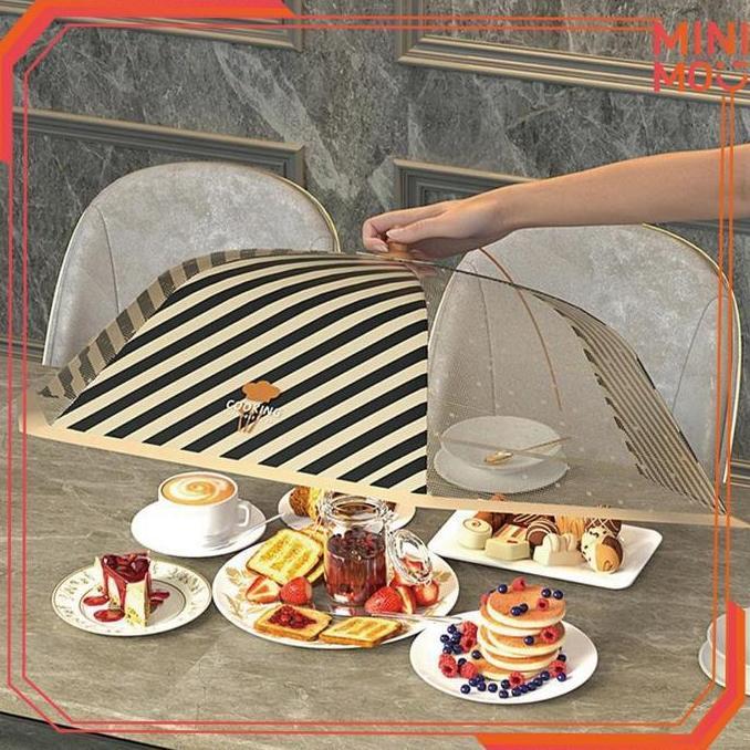 BOWTEKH Jaring Pelindung Penutup Makanan Payung Foldable 70CM EXTRA BESAR Dengan Fitur Estetik Bentu