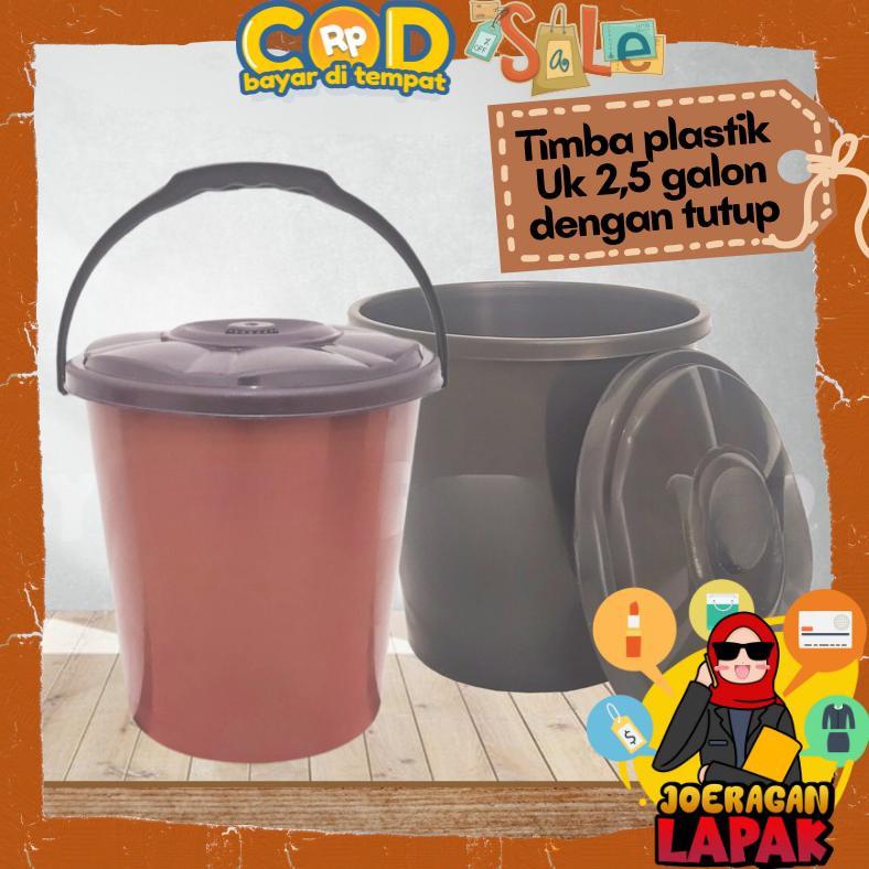 TIMBA EMBER AIR TUTUP GAGANG PLASTIK MURAH CUCI BAJU BAHAN TEBAL HITAM COKLAT