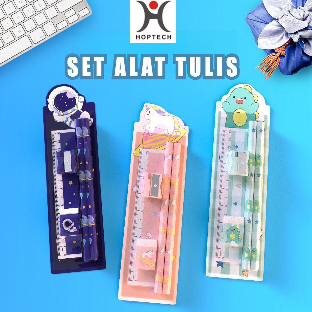 HOT DEALS HOPTECH Set Alat Tulis Cocok Untuk Tempat Pensil Buku Tulis Kartun Pengserut Penghapus Pen