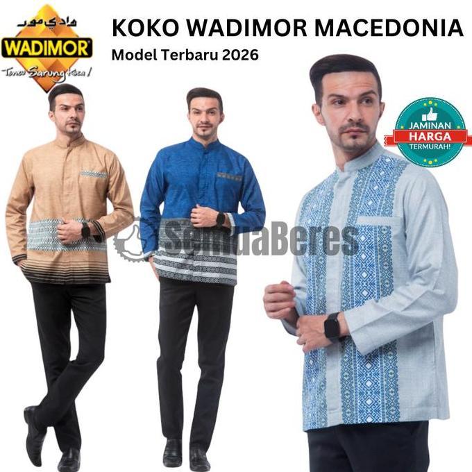 Baju Koko WADIMOR 2026 Tangan Lengan Panjang - Busana Musli Pria Hitam Putih Abu