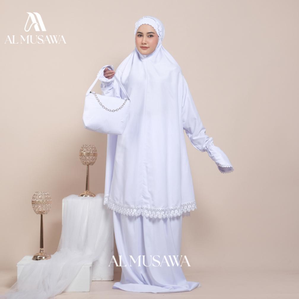 Mukena Dewasa Umroh Berlengan Mukenah Ihram Tangan Potongan Atas Bawah