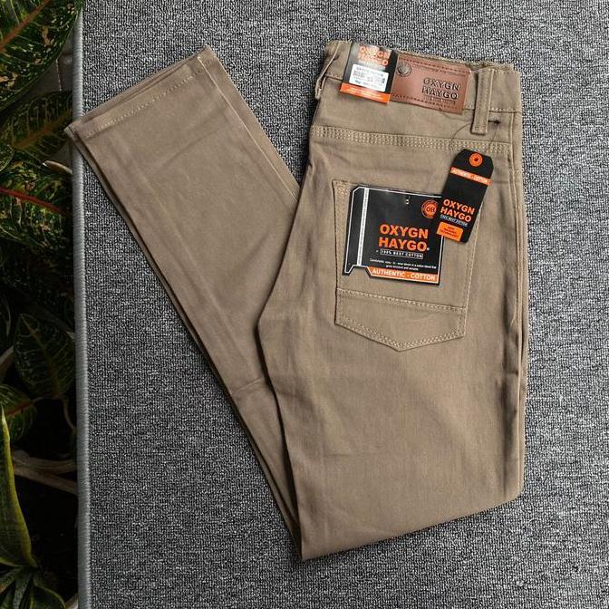 Trousers- Oxygen Hugo Celana Panjang Pria Dewasa Semi Jeans Santai Distro Hitam Bahan Sweading Tebal